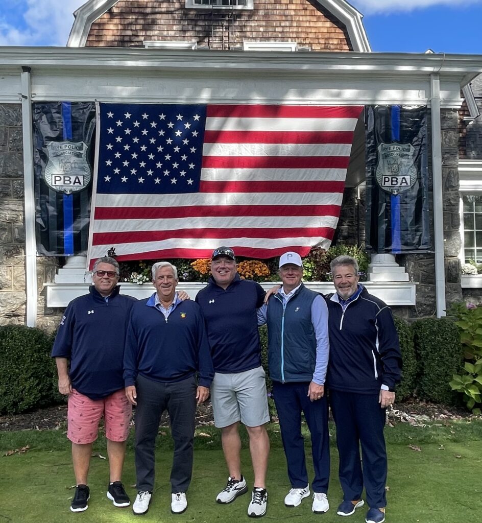 (PHOTO: The 2023 Rye PBA Golf Classic with (left to right) Al Vitiello, Kevin OCallaghan, Gabe Caputo, Doug Virtue and Mike Eck.)