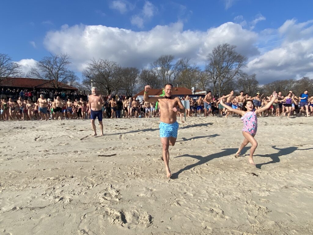(PHOTO: The 2024 Polar Plunge was led by Eugene Doherty's 11 year old daughter Emerson.)