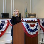 (PHOTO: "Good beginnings, bright beginnings, they matter," said the Rev. Kate Malin of Christ Church Rye at the City of Rye inauguration ceremony on Monday, January 1, 2024 during the invocation. "Every new year is rich with promise and possibility and every new year offers new life and new adventures and hope, plain and simple.")