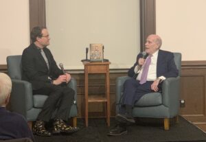 (PHOTO: A full-house at the library listened as Harold Holzer, the leading authority and renowned Lincoln scholar, was interviewed by Library Director Chris Shoemaker.)