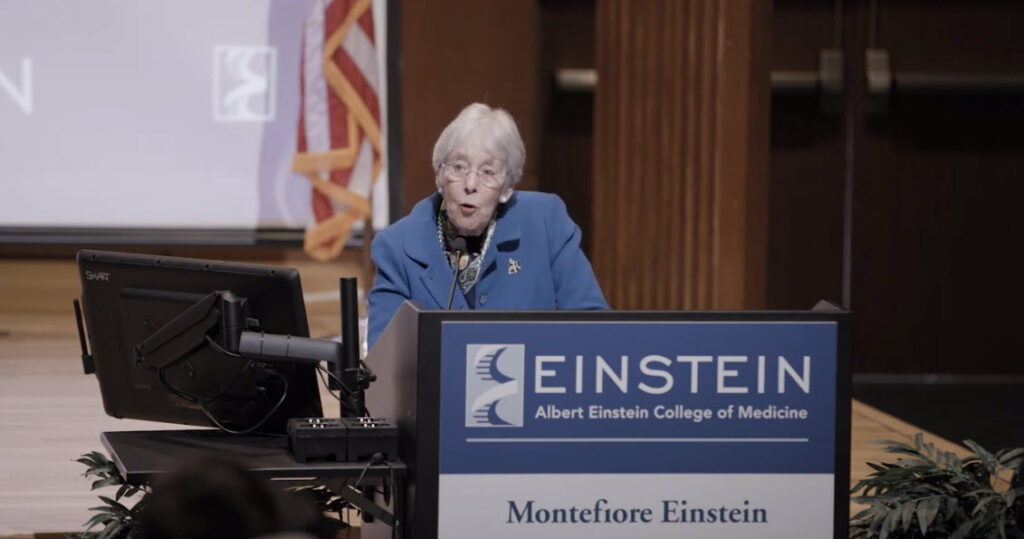 (PHOTO: Rye resident Ruth L. Gottesman announcing her $1 billion dollar donation to the Albert Einstein College of Medicine. No no student at Einstein will have to pay tuition again.)