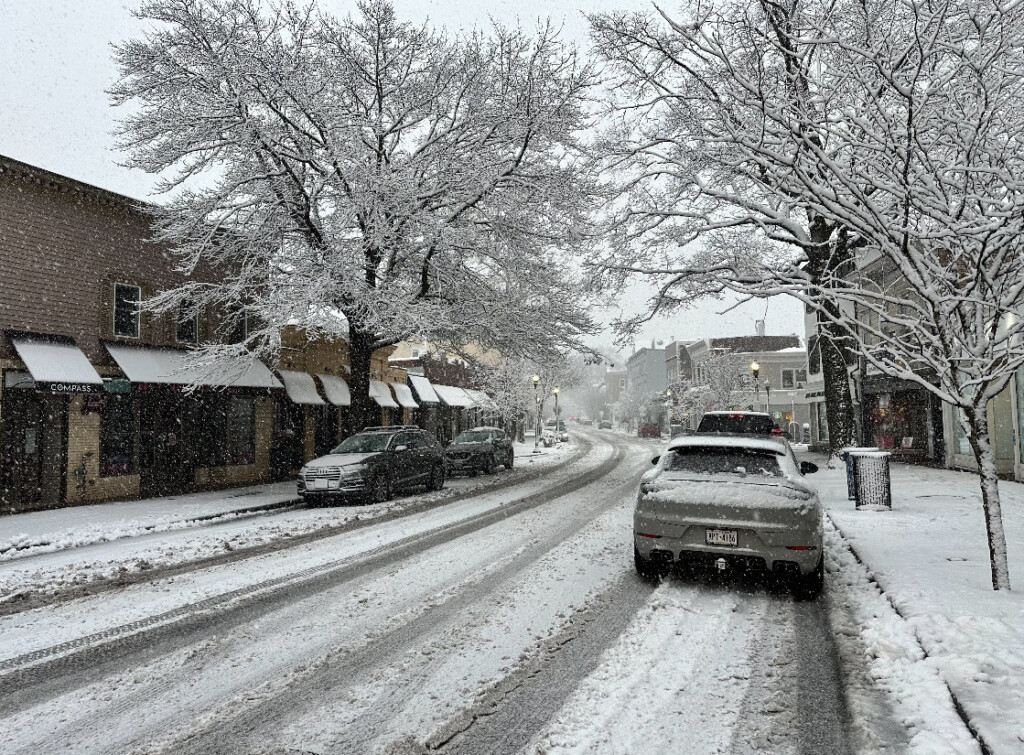 (PHOTO: The Rye snowstorm of Tuesday, February 13, 2024- downtown Purchase Street.)