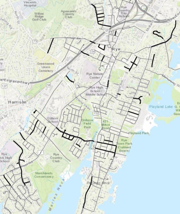 (PHOTO: The map indicates the City of Rye proposed 2024-2026 resurfacing program.)