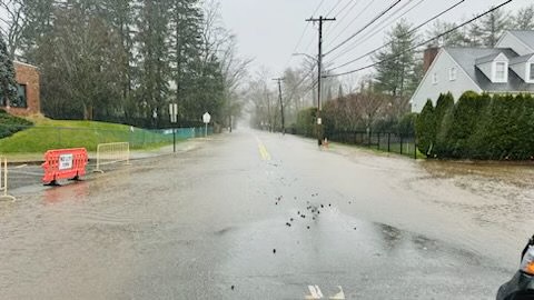 (PHOTO: Flooding on Midland Avenue in front of Midland Elementary School on Saturday, March 23, 2024.)