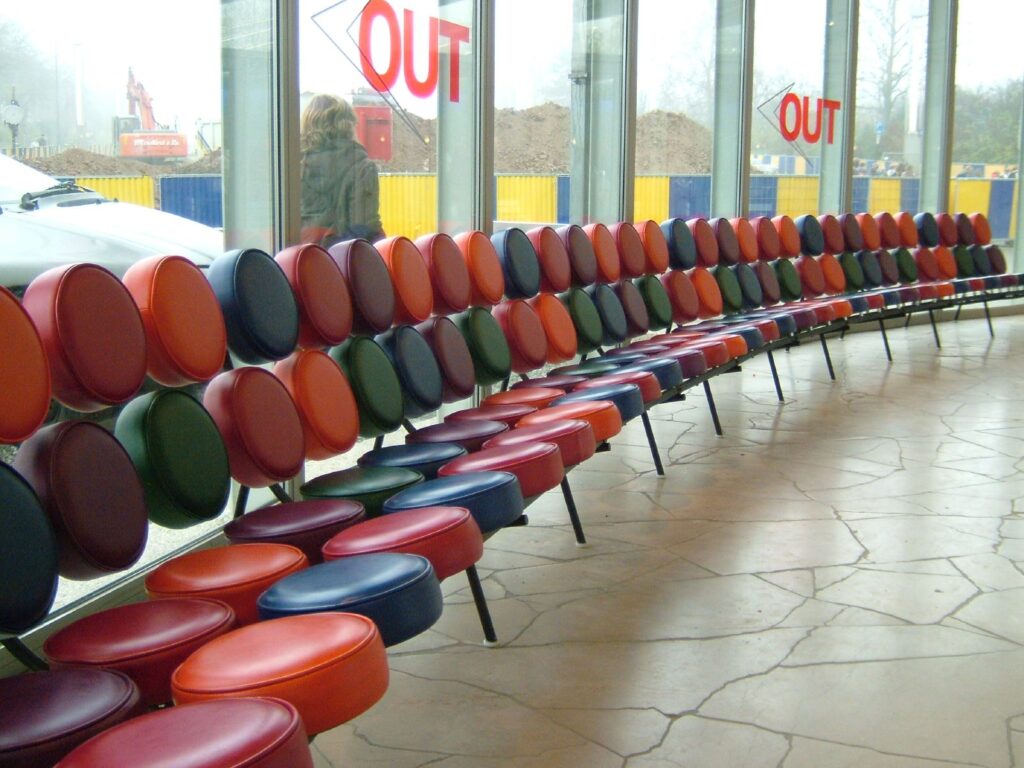 (PHOTO: A row of marshmallow sofas by industrial designer Irving Harper. Credit: Adele Prince, CC BY-SA 2.0 via Wikimedia Commons.)