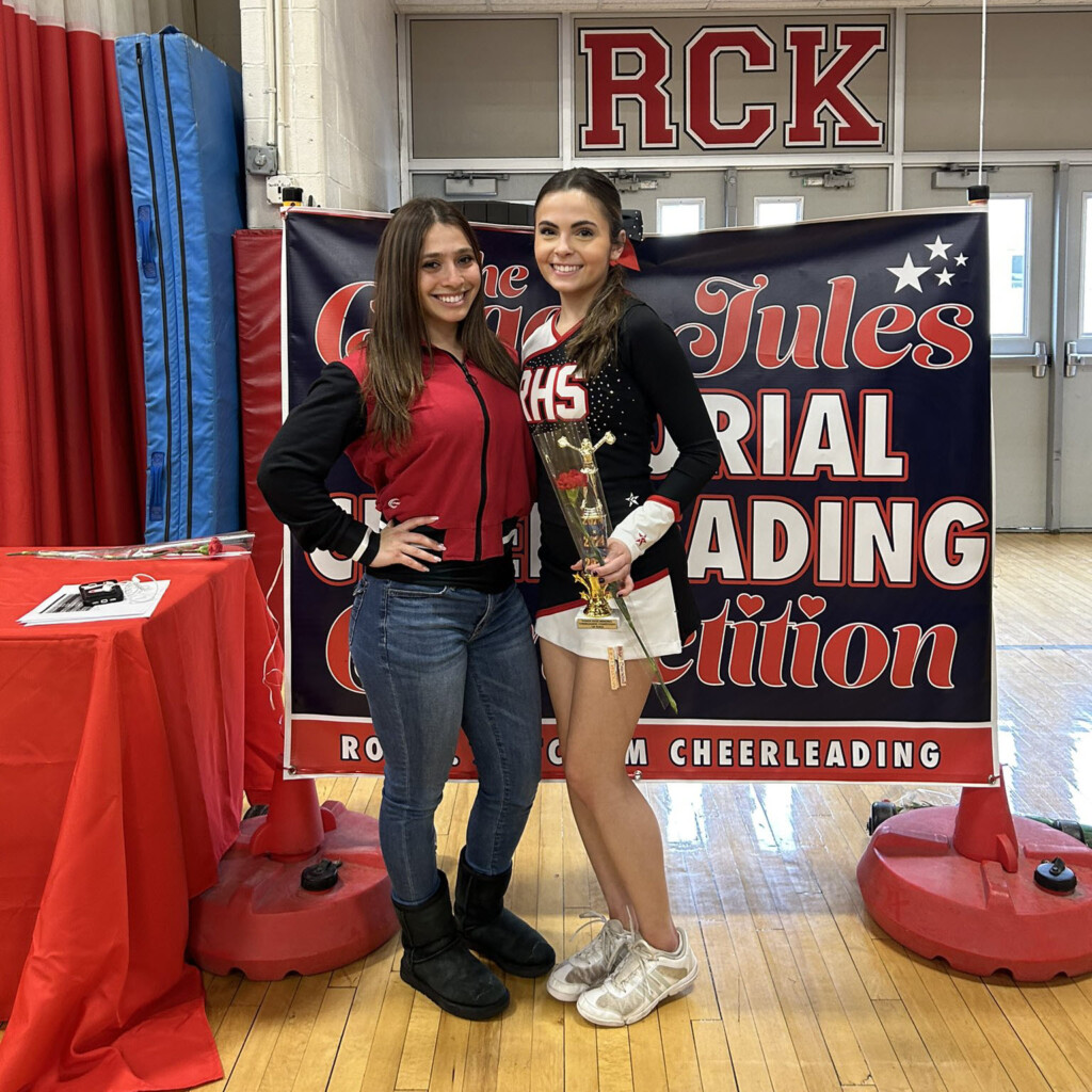 (PHOTO: Rye Girls Varsity Cheerleading Coach Belinda DeFonce with MVP and senior Consiglia (Lia) Meloni.)