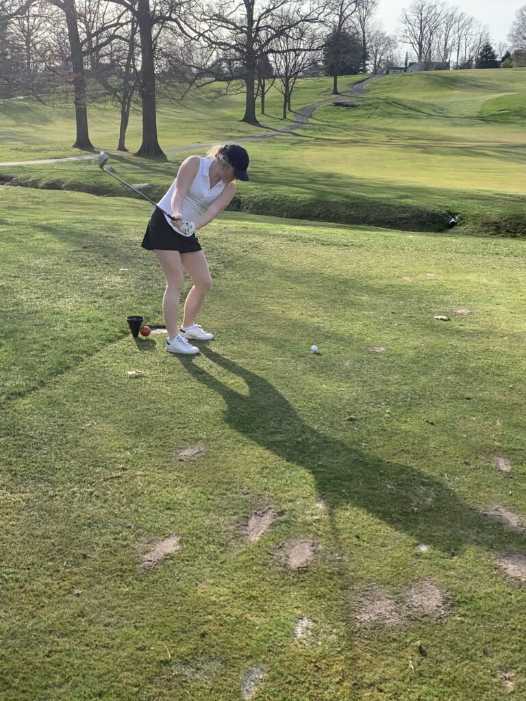 (PHOTO: Rye Girls Varsity Golf player Matilda Glitterstan teeing off.)