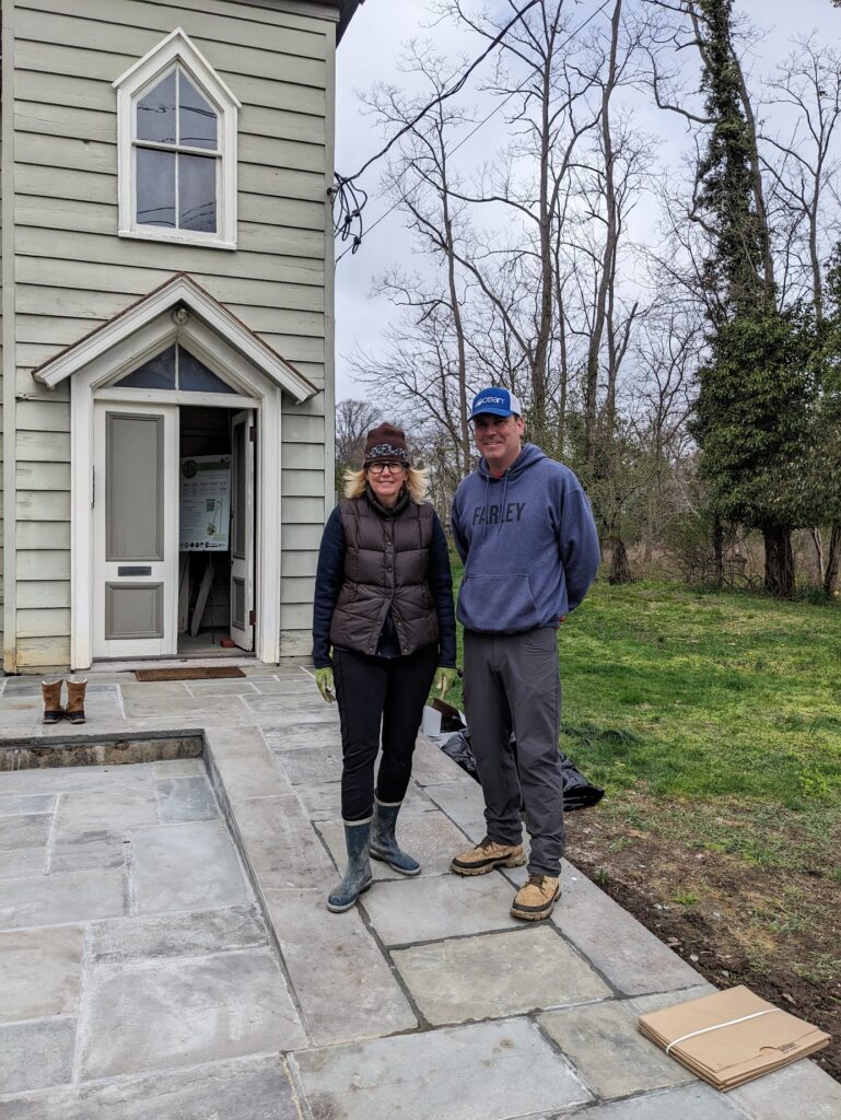(PHOTO: CC/AC Chair Tracy Stora and Bird Homestead and Meeting House Conservancy Board President Aaron Griffiths helped organize and recruit over 27 volunteers to help in the Bird Homestead & Meeting House Conservancy cleanup on April 13, 2024.)