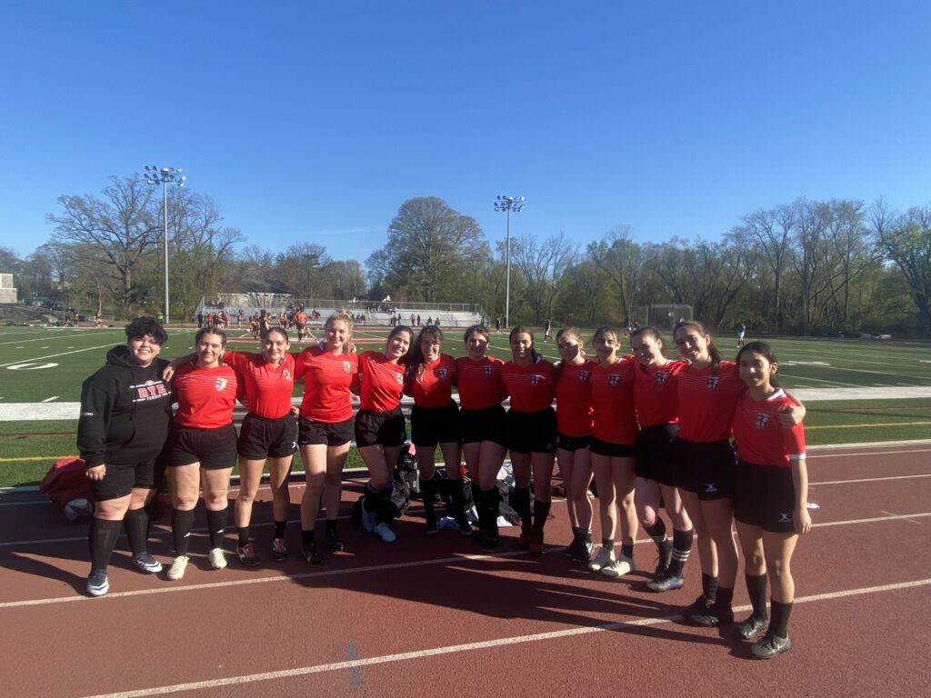 (PHOTO: The 2024 Rye Girls Varsity Rugby team on Thursday, April 25, 2024 when they faced Ridgefield.)
