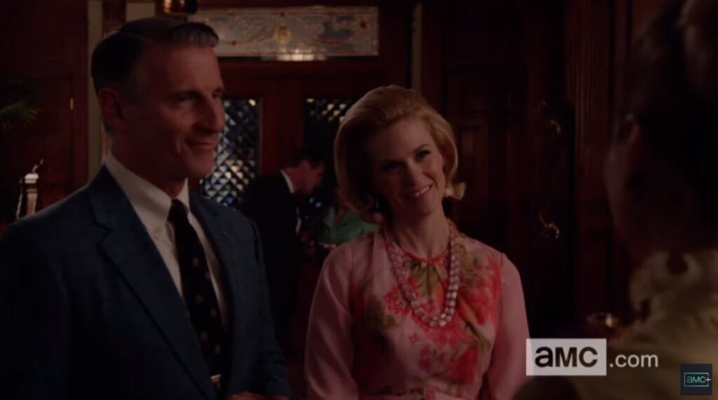 (PHOTO: The characters Henry Francis and Betty Francis in season five of Mad Men. The two live in Rye.)