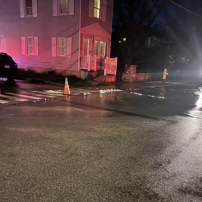 (PHOTO: Water main break on Milton Road on Friday, April 12, 2024.)