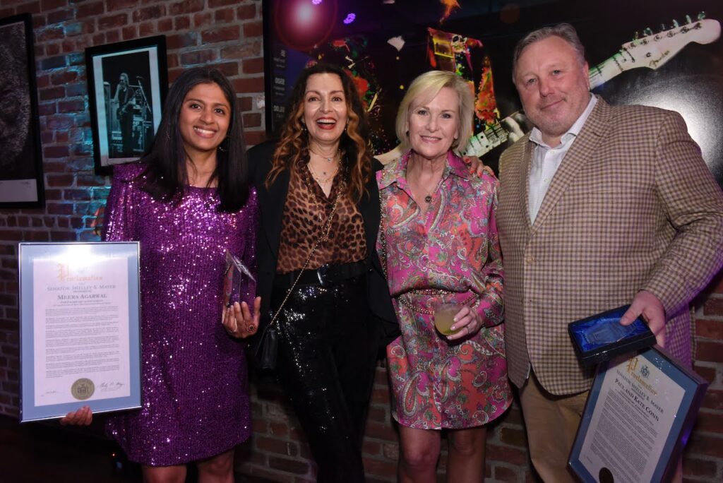 (PHOTO: Honorees of the evening: Meera Agarwal (Visionary Artist Award Recipient), Aida Koski, Kate Conn and Paul Conn (not pictured - Julian Koski, also an honoree).)