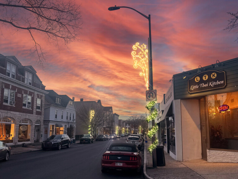 (PHOTO: A rendering of the proposed new holiday lights for downtown Purchase Street as presented by the Rye Chamber of Commerce on Wednesday, May 1, 2024.)