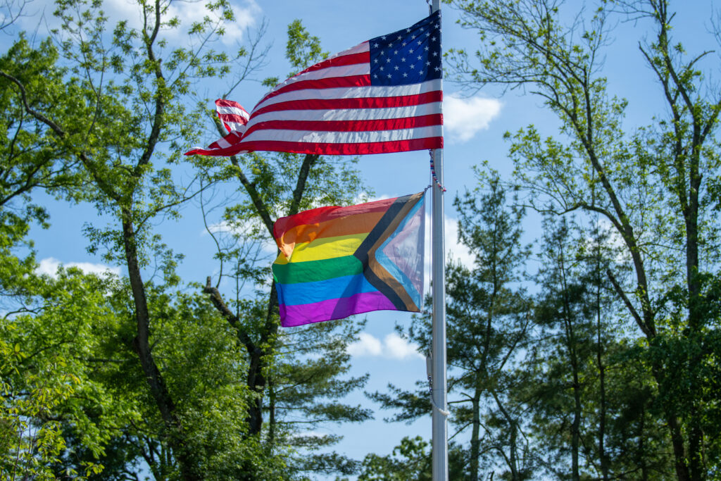 (PHOTO: The Pride flag flying at Rye Recreation on Friday afternoon, May 31, 2024. Credit: Alex Lee.)