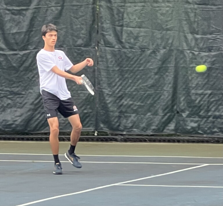 (PHOTO: Rye Boys Tennis team doubles 1 player Alex Gordon.)