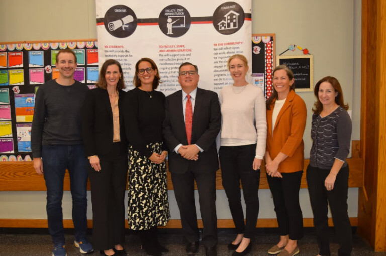 (PHOTO: The current Rye City School District Board of Education trustees (left to right) Tom Stein, VP Jennifer Boyle, President Jane Anderson, Chris Repetto, Callie Erickson, Kelsey Johnson and Shaun Kloepfer.)