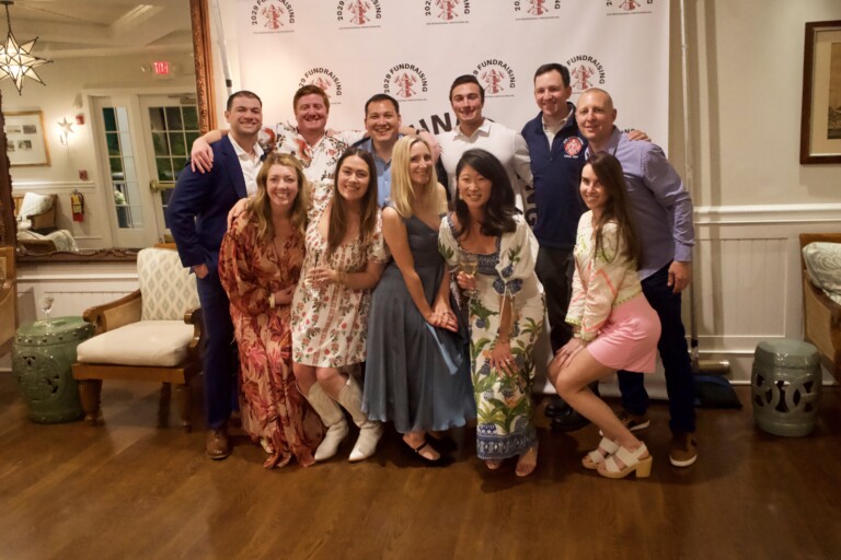 (PHOTO: The Rye FD’s 2029 Local fundraising efforts were in full gear at the union's Cinco de Mayo celebration on May 4, 2024 at the Shenorock Shore Club. Front: Meredythe Ryan, Cait Oberg, Victoria McMahon, Valerie Chuebon, Schuyler Johnson; Back: Ricky Colasacco, Andrew Wood, Cristian Acevedo, Danny Archino, John Cotter, Sal Inguanti,. Credit: Schuyler Johnson.)