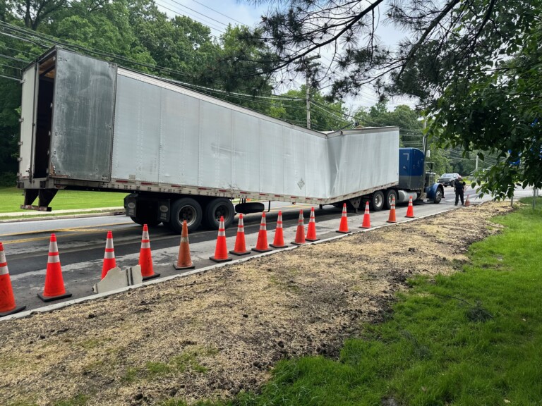 (PHOTO: An overloaded tractor trailer caused a closure of Midland Avenue northbound Monday morning, May 27, 2024 around 11:00am.)