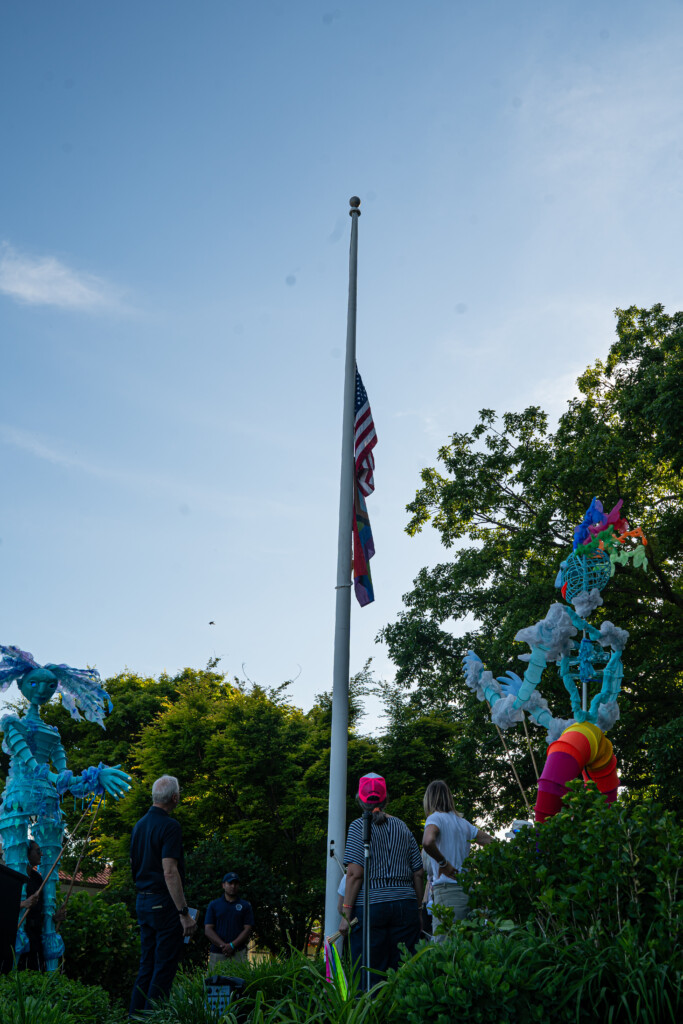 (PHOTO: Flag up! A Lot of Pride at Rye Town Park on Saturday, June 1, 2024 - a fair, flag raising and a parade.)