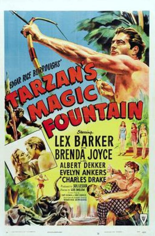 (PHOTO: A Tarzan's Magic Mountain movie poster. The film stars Rex Barker as Tarzan. Fair use.)