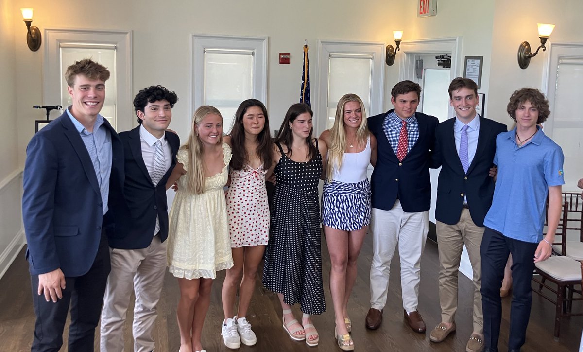 (PHOTO: L to R: AJ Miller (football), Jack Acciavatti (rugby), Paige Vanneck (lacrosse), Mali White (track), Maddy Walsh (soccer), Lilly Whaling (field hockey), Tommy Anderson (wrestling), Shepherd Griffiths (baseball), William Squarek (track)