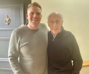 (PHOTO: Lost in a Mountain in Maine Filmmaker Ryan Cook with Donn’s brother and Rye resident Tom Fendler.)