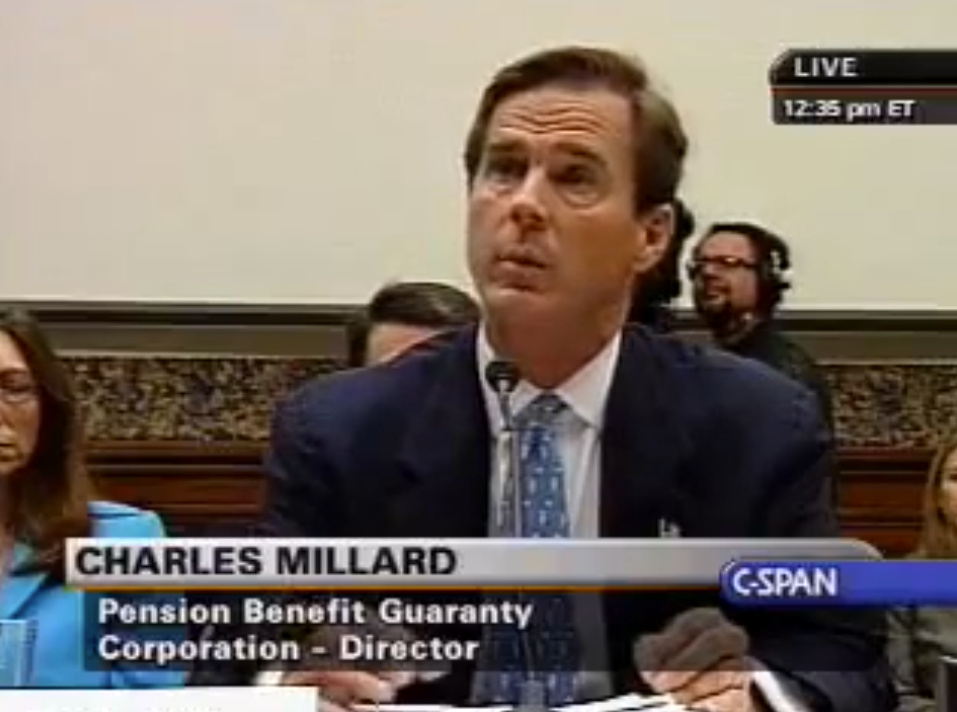 (PHOTO: Rye resident Charles E. F. Millard delivering congressional testimony during his time as Director of the Pension Benefit Guaranty Corporation (PBGC) from 2007 to 2009, under President George W. Bush. Source: C-SPAN.)