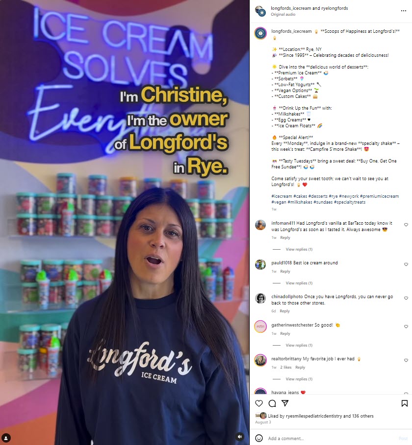 (PHOTO: Christine Vita Santorelli of Longford's Ice Cream in Rye. Source: Instagram.)