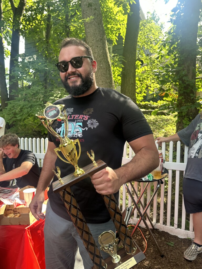 (PHOTO: The top dog, The 2024 Walter's Hot Dog Eating Champion Will Croughan.)