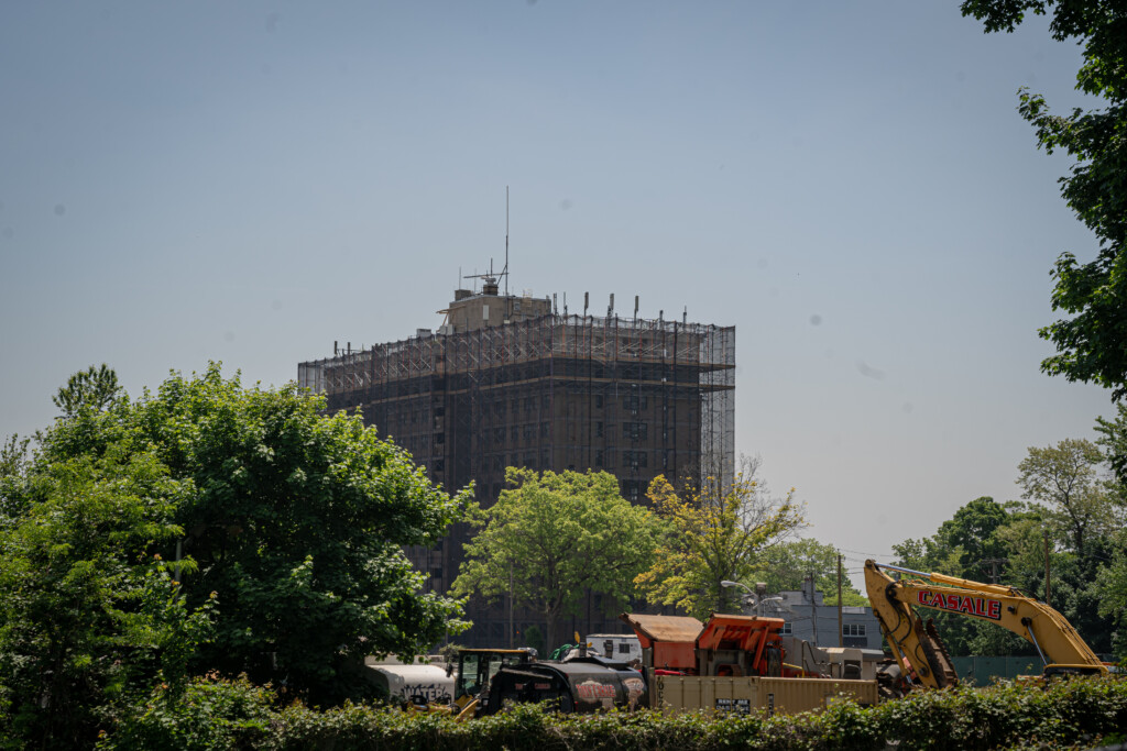 (PHOTO: The former United Hospital site while under redevelopment in May 2024. Credit: Justin Gray.)