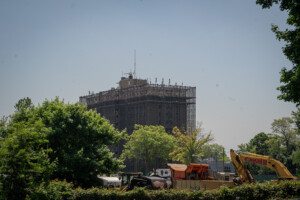 (PHOTO: The former United Hospital site while under redevelopment in May 2024. Credit: Justin Gray.)