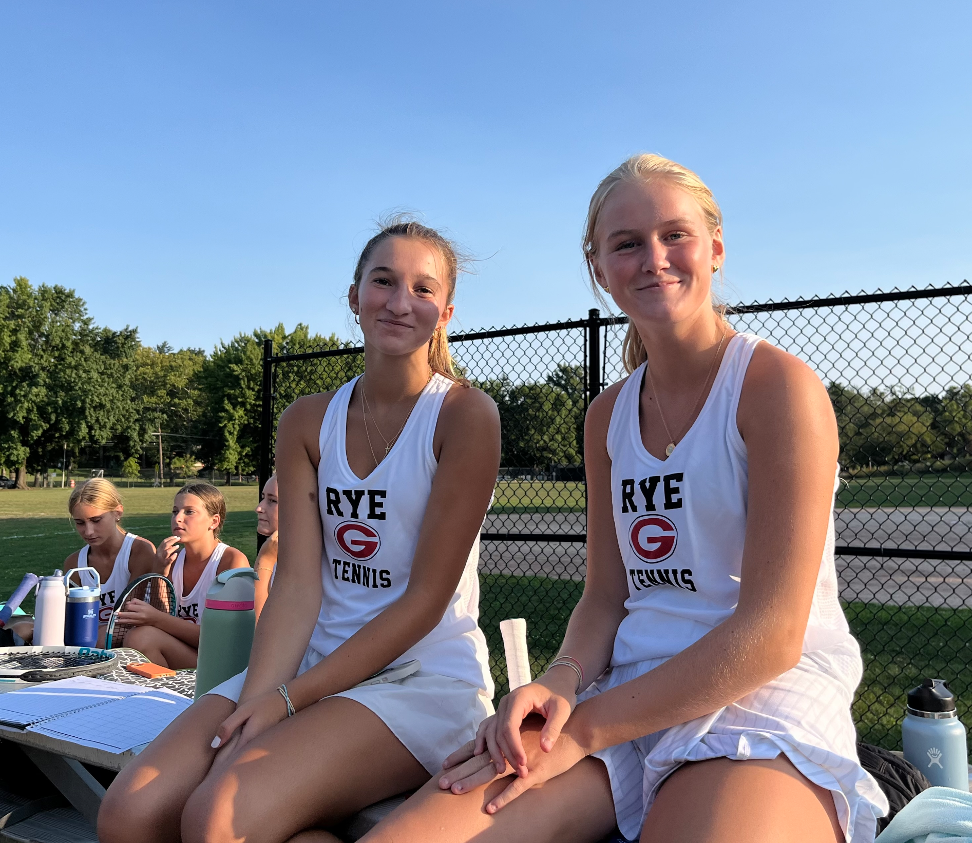 (PHOTO: Doubles partners Paloma Pepper (left) and Ella Poole (right) won their matchup in straight sets 6-3. 6-0.)