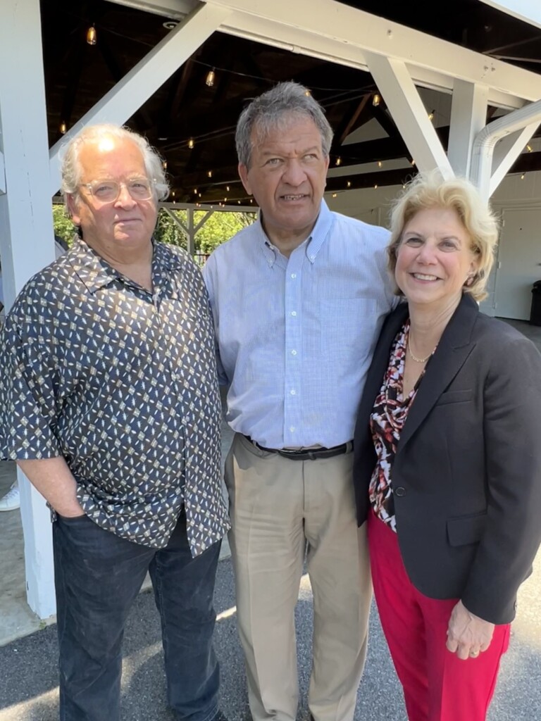 PHOTO: Shelley Mayer and her husband Lee Smith with County Executive George Latimer.