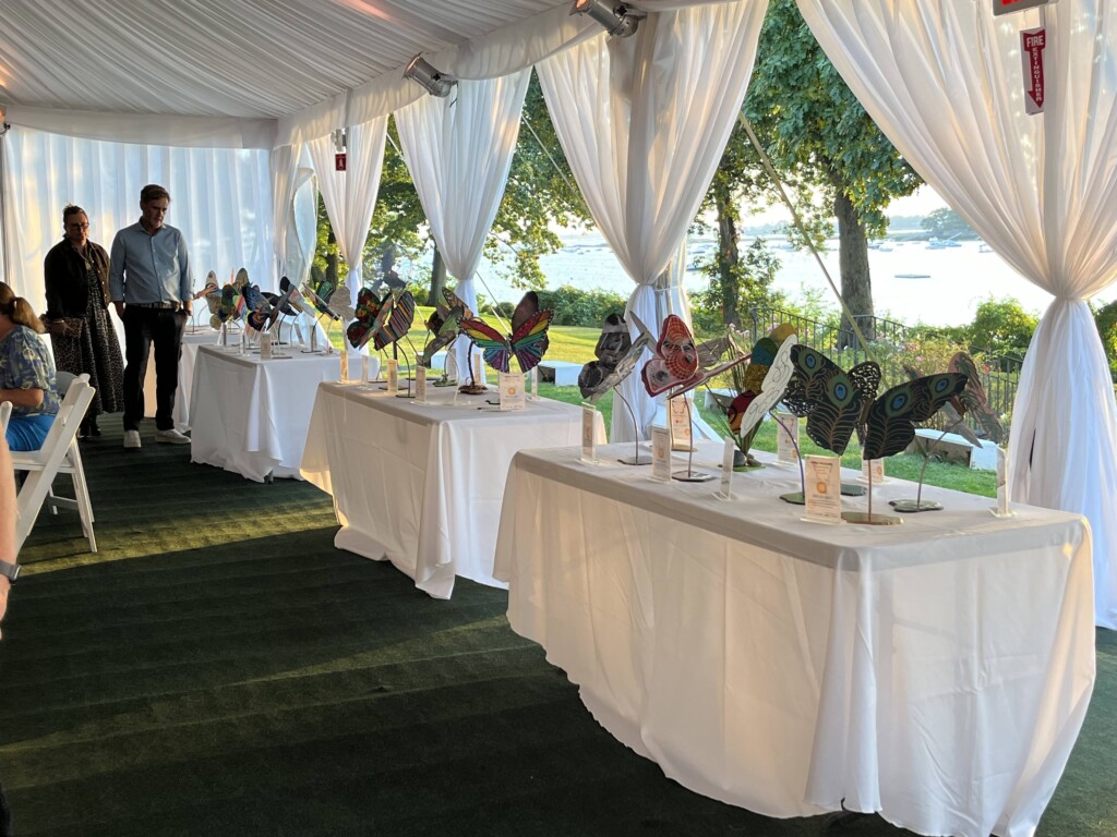 PHOTO: Butterfly sculptures on display at the Rye'sAbove auction.