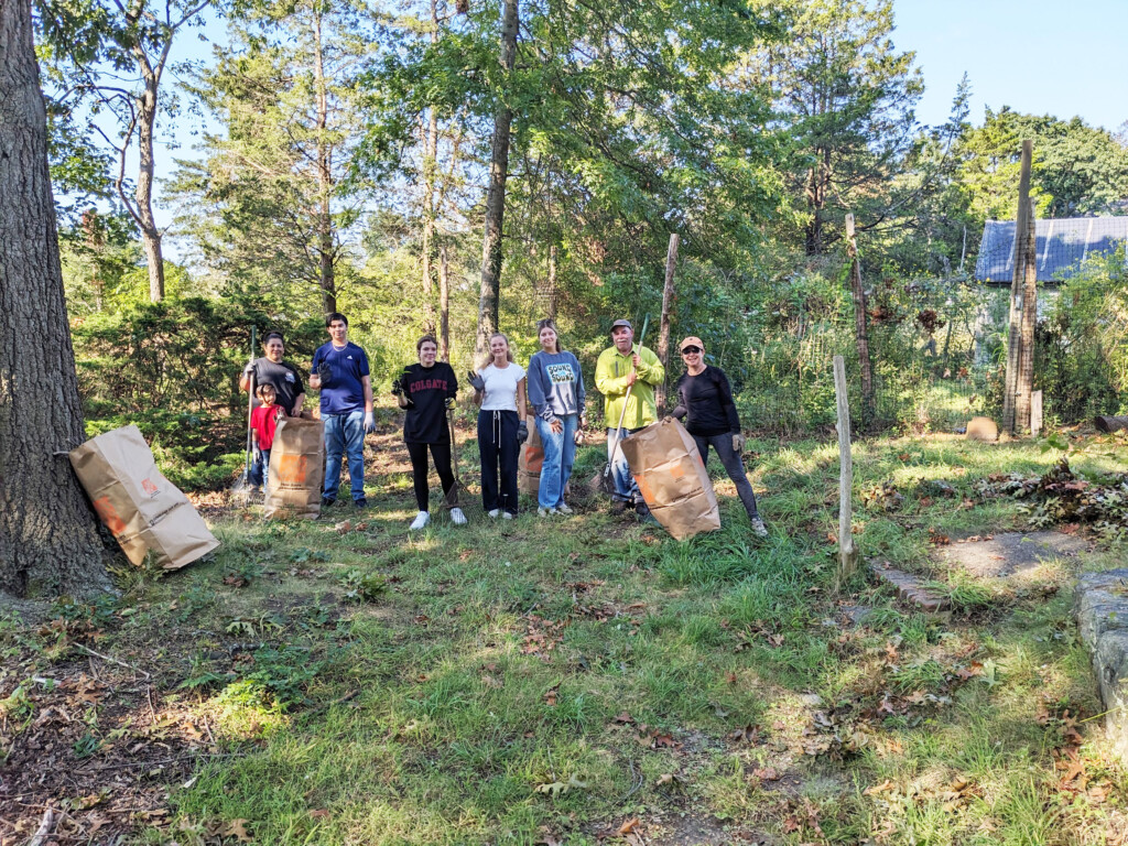 (PHOTO: Keeping It Clean at the Bird Homestead & Meeting House Conservancy on Saturday, September 14, 2024: Lynda De Gomez, Fernando Gomez , Julio Gomez, Carly Goldstein, Inga Iverson, Ella Froah,Doug Carey, Linda MacKay.)