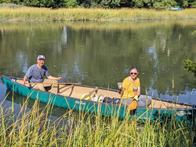 (PHOTO: Keeping It Clean at the Bird Homestead & Meeting House Conservancy on Saturday, September 14, 2024: Paul Degnan and Sue Drouin.)