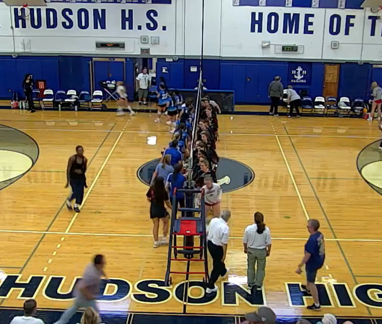 (PHOTO: Rye Volleyball shakes hands with the Henry Hudson Sailors after defeating them on Wednesday evening.)