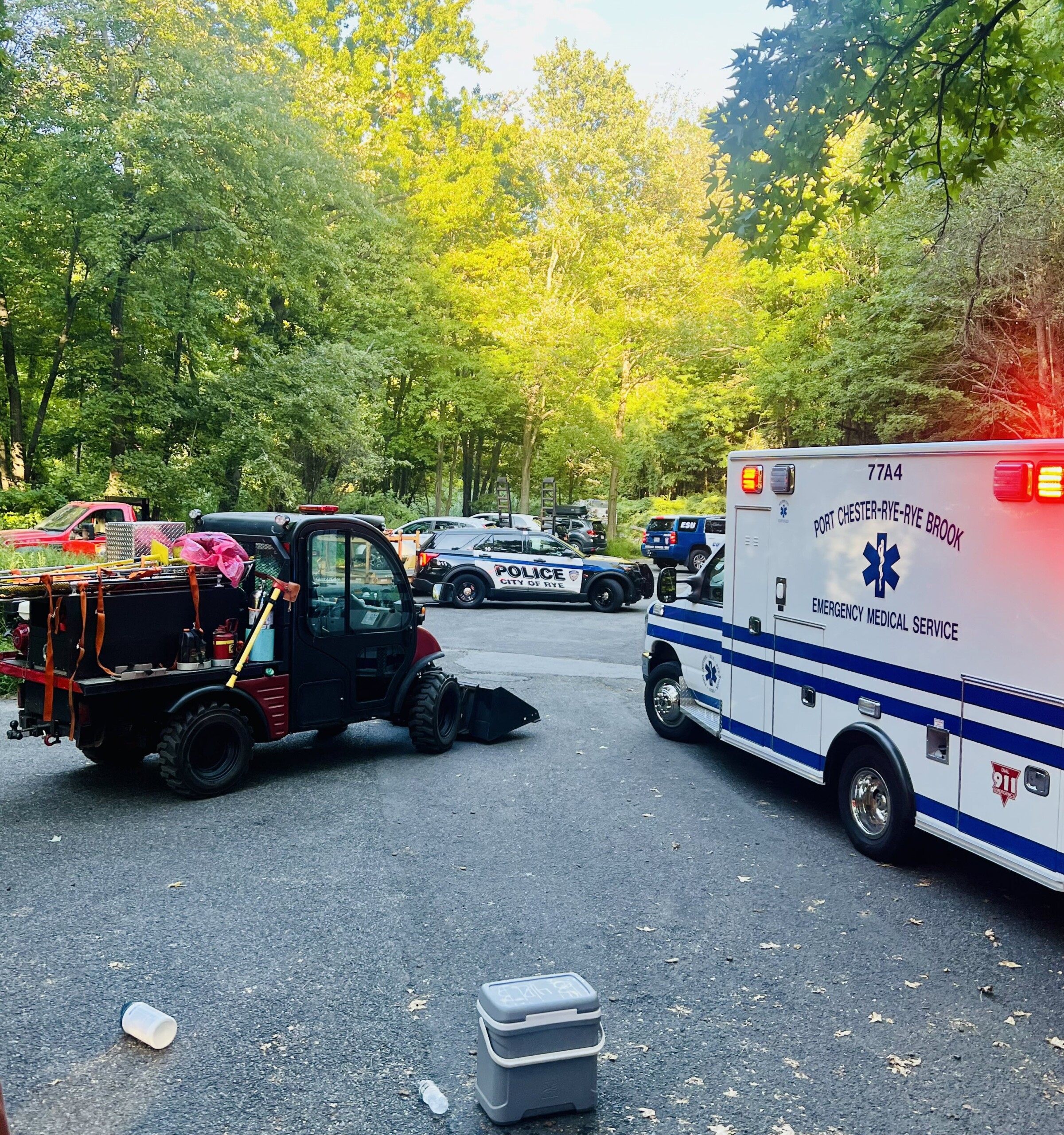 (PHOTO: A hiker with a severe head injury was rescued from the Marshlands Conservancy in Rye, NY late Monday afternoon, September 2, 2024.)