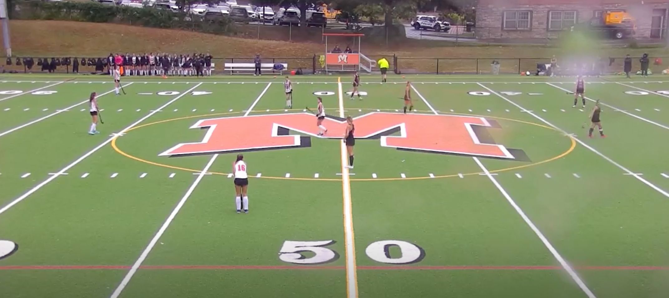 PHOTO: Rye Girls Varsity Field Hockey put up a valiant effort against Mamaroneck opponents.)