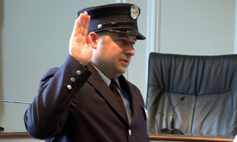 PHOTO: Ryan Iarocci was sworn in as Lieutenant of the Rye Fire Department at Rye City Hall.