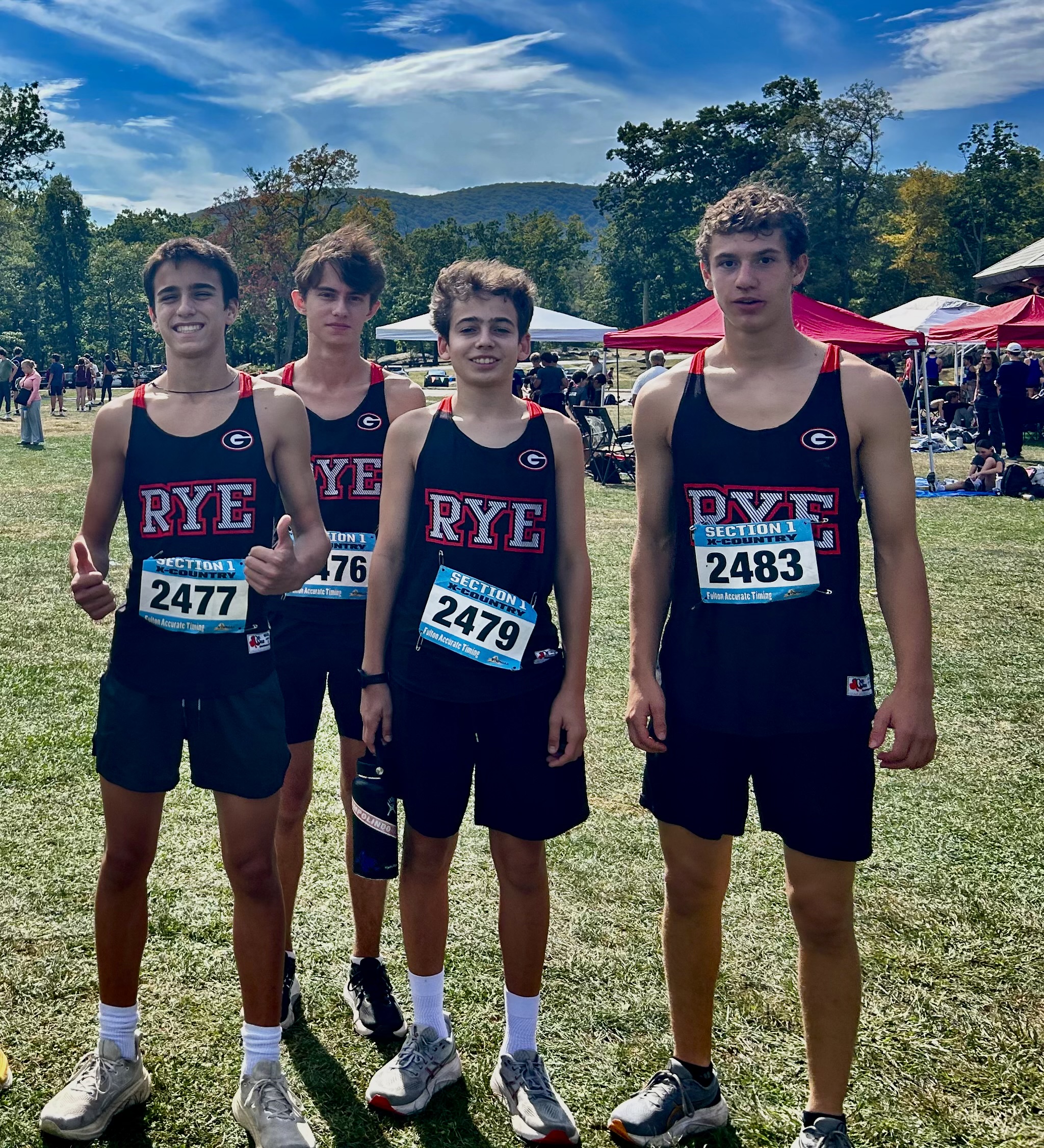 (PHOTO: L to R: Nick Field, Greydon Cast, Alex Marino, and Clayton Stark at Bear Mountain on Saturday, September 21.)