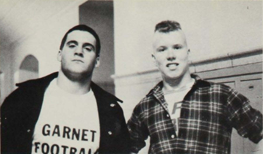 (PHOTO: Garnet football, 1980. The late Kevin McKay (team fullback) and Andy Ball on Friday, November 14, 1980, the day before the game. Contributed.)