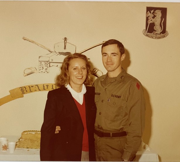 (PHOTO: US Army veteran and Milton Road resident Dennis M. McGuckian in Ft Polk, LA in 1979. Company change of command with his wife, Gabriele. He was a Captain at the time.)