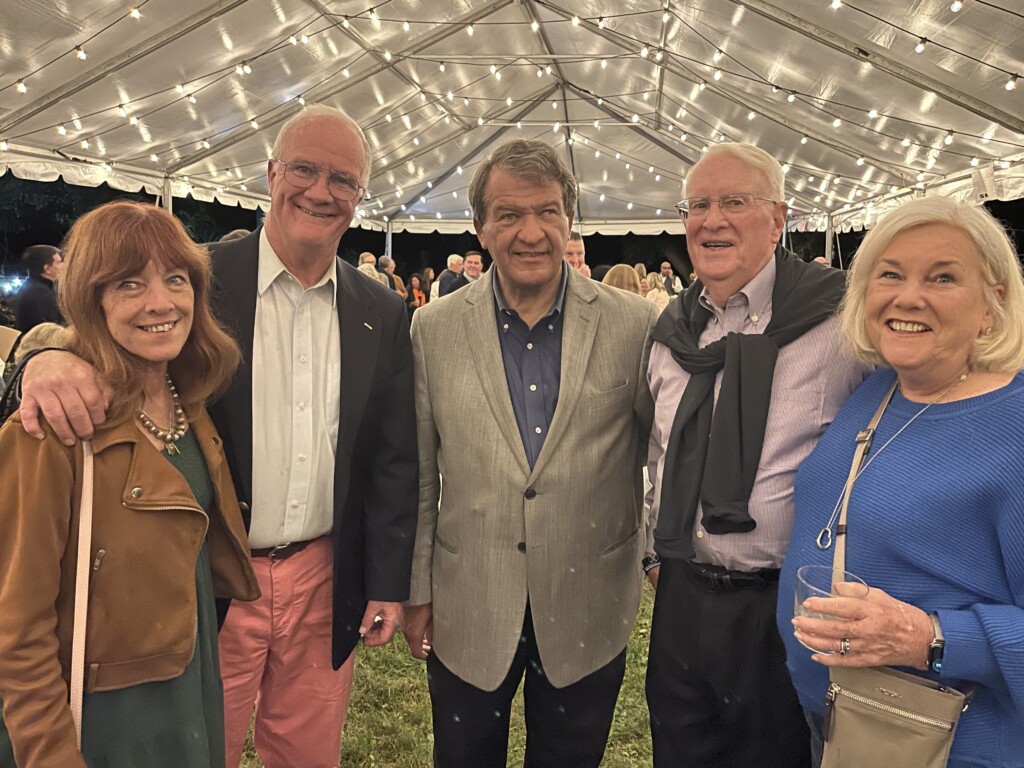 (PHOTO: The Rye Historical Society raised over $30,000 to preserve its Knapp House property at its Annual Fall Food and Whiskey Bash on Saturday, October 5, 2024. Left to right: Robin Latimer, RHS Board member Bob Cypher, Westchester County Executive George Latimer, John Geoghegan and RHS Board member Pat Geoghegan.)