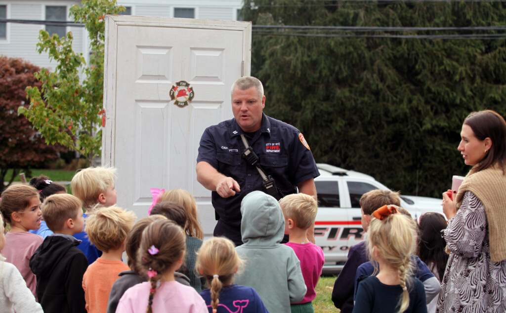 (PHOTO: Rye FD held and open house on Sunday, October 6, 2024 during fire prevention week. Captain Clyde Pitts delivered fire safety tips. Contributed.)