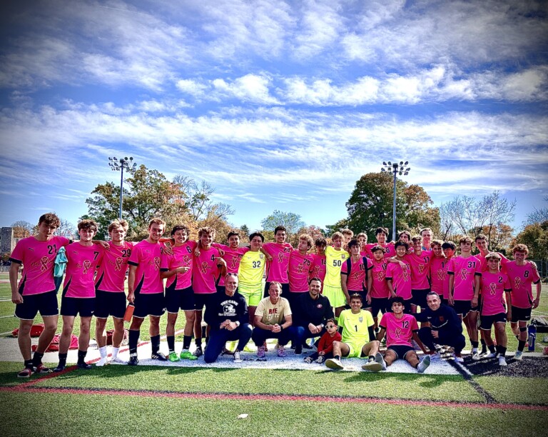 (PHOTO: The Rye Boys Soccer Team against a beautiful backdrop. They defeated Pelham 1-0 to advance to round two in their bracket.)