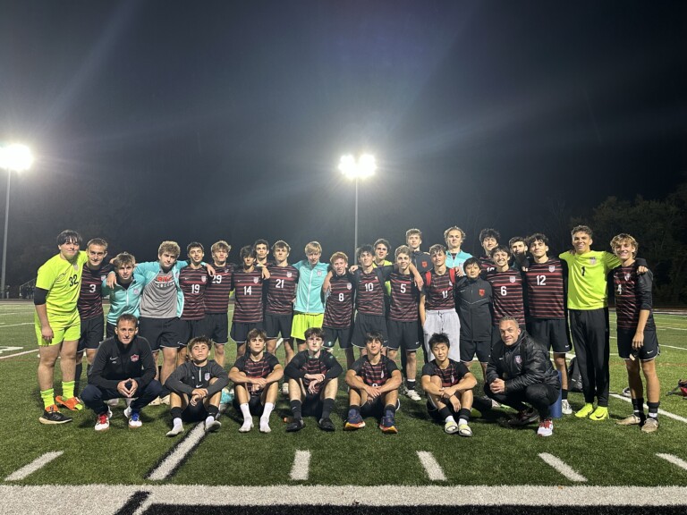 (PHOTO: The Rye Boys Soccer team after their 1-0 playoff victory over Lakeland on Tuesday evening. Credit: Daniela Arredondo)