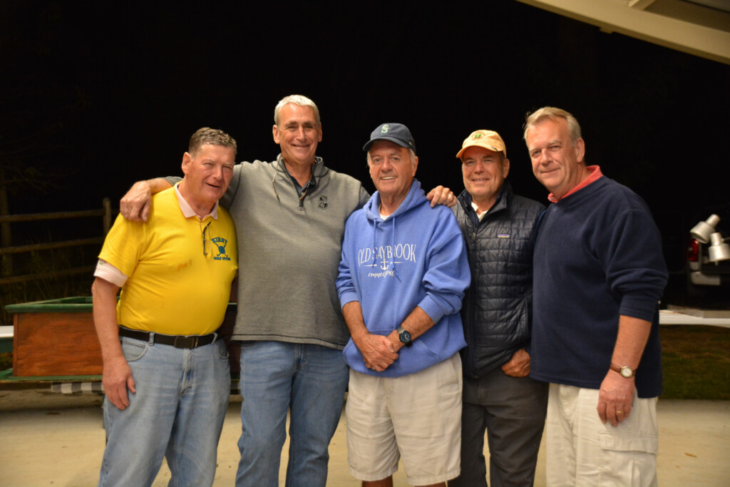 (PHOTO: The 34th Annual George J. Kirby Memorial Golf Outing on September 23, 202 raised $17K for seniors and rec programs. Left to right: the George Kirby Outing Committee: Jerry McGuire, George Kirby, Tom Maloney, Kerry Lenihan, Chris Maloney (missing Willie Totten, Steve Verille).)