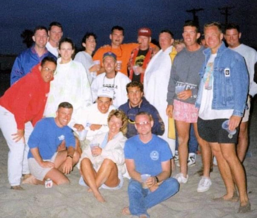 (PHOTO: US Marine Corps veteran and Park Avenue resident Terry McCartney at his farewell party from the USMC in San Diego in 1990 (he is in the orange shirt).)