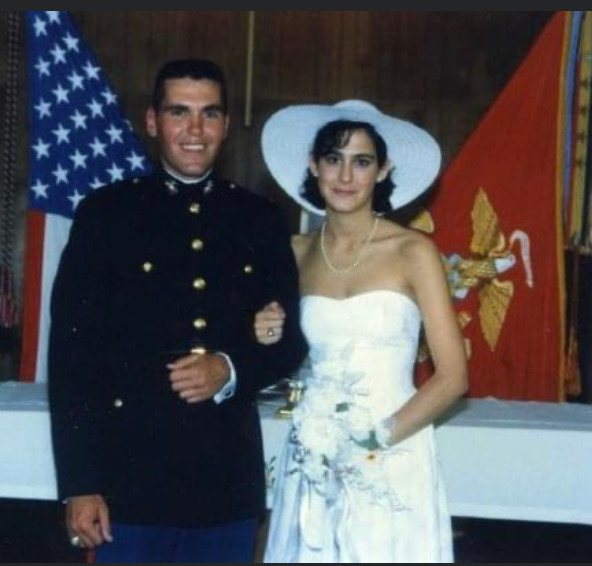 (PHOTO: US Marine Corps veteran and Park Avenue resident Terry McCartney and his wife Julia at their USMC wedding at Camp Pendleton, CA on May 8, 1987.)